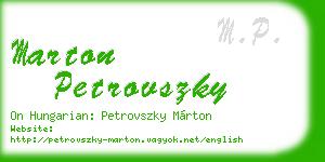marton petrovszky business card
